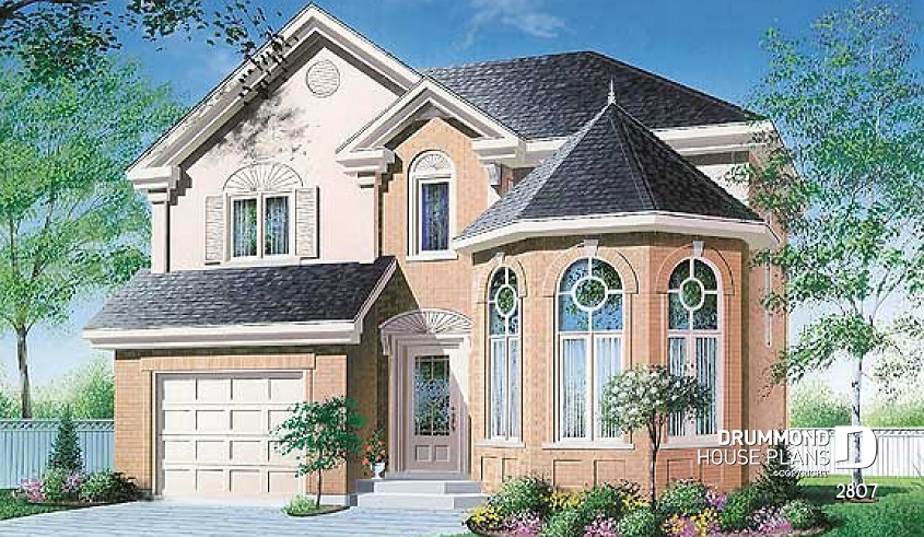 front - BASE MODEL - Victorian 2 storey house plan with 3 bedrooms and garage - Sambal