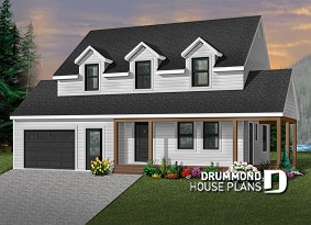 front - BASE MODEL - Traditional two-storey house plan, 3 bedrooms, master suite, large covered porch, great style - Maggi