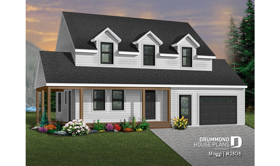 front - BASE MODEL - Traditional two-storey house plan, 3 bedrooms, master suite, large covered porch, great style - Maggi