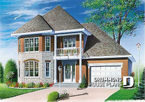 front - BASE MODEL - 2-storey house plan with 3 bedrooms and a garage - Arachis