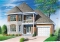 front - BASE MODEL - 2-storey house plan with 3 bedrooms and a garage, french door in living room - Arachis