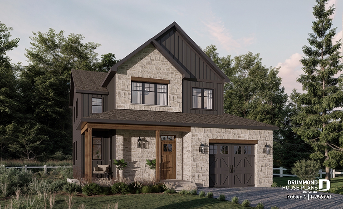 Color version 3 - Front - Two-story country-style home with garage, bright open spaces and cozy family feel - Fabien 2