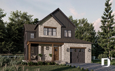 Color version 3 - Front - Small 2-Story Modern Craftsman with 3 bedrooms, 1.5 baths, open floor plan, kitchen with pantry - Fabien 2