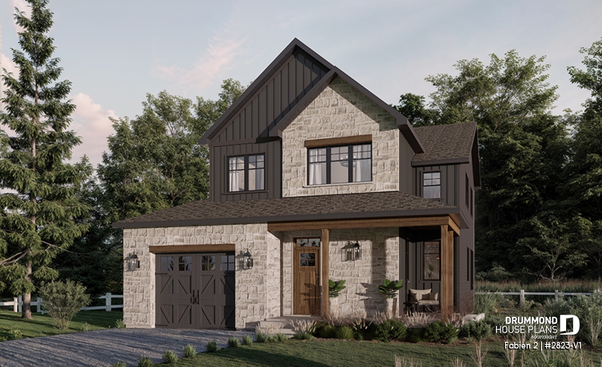 Color version 3 - Front - Two-story country-style home with garage, bright open spaces and cozy family feel - Fabien 2