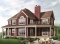 front - BASE MODEL - Lakefront country cottage home plan with wraparound covered porch, 3 to 4 bedrooms, lateral 2-car garage - The Heritage 2