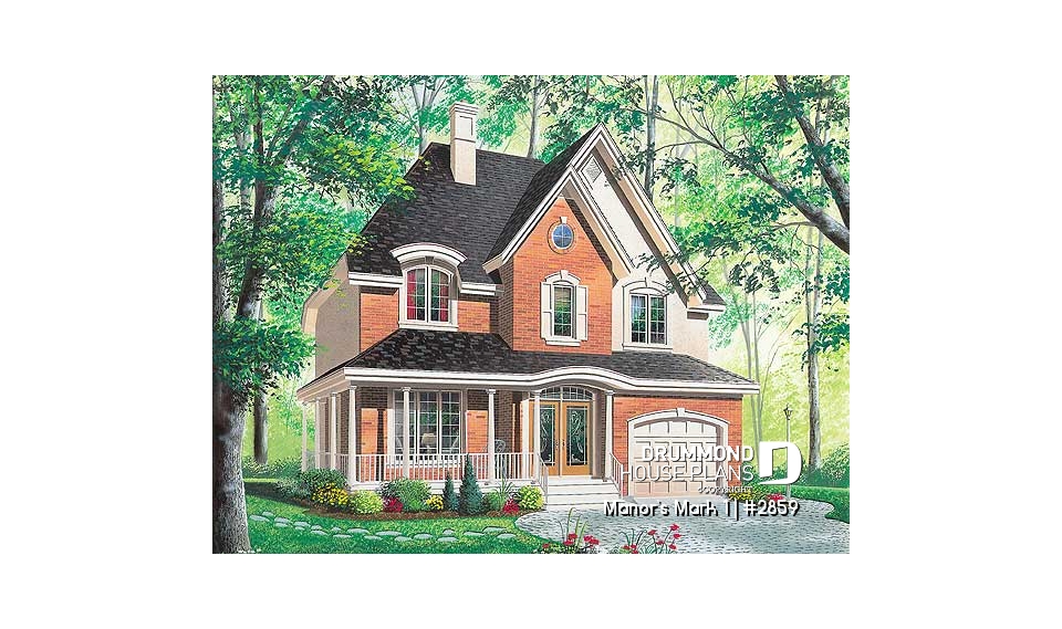 front - BASE MODEL - 4 bedroom home design, 2 living rooms, large kitchen, charming master suite - Manor's Mark 1