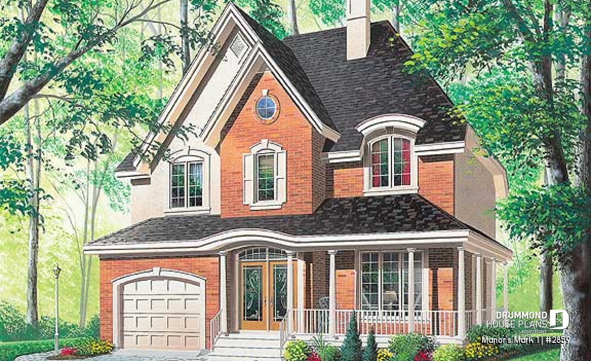 front - BASE MODEL - 4 bedroom home design, 2 living rooms, large kitchen, charming master suite - Manor's Mark 1