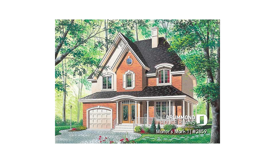 front - BASE MODEL - 4 bedroom home design, 2 living rooms, large kitchen, charming master suite - Manor's Mark 1