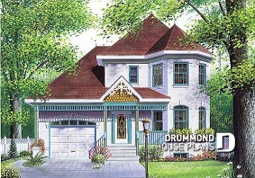 front - BASE MODEL - Victorian home design with garage, bonus room and 3 bedrooms - Girardon