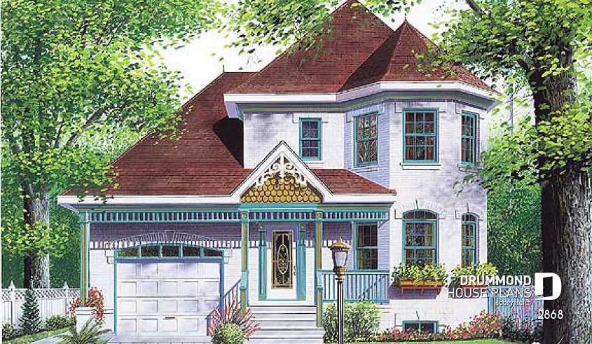 front - BASE MODEL - Victorian home design with garage, bonus room and 3 bedrooms - Girardon