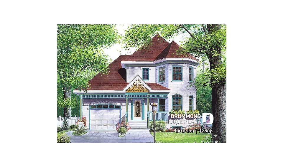 front - BASE MODEL - Victorian home design with garage, bonus room and 3 bedrooms - Girardon