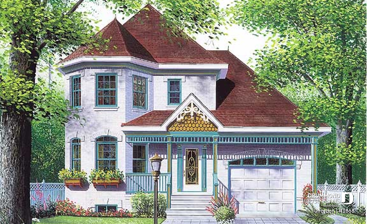 front - BASE MODEL - Victorian home design with garage, bonus room and 3 bedrooms - Girardon