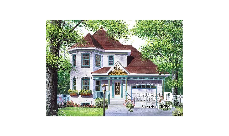front - BASE MODEL - Victorian home design with garage, bonus room and 3 bedrooms - Girardon
