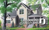 front - BASE MODEL - Beautiful 4 bedroom country style house plan, master ensuite, side-load 2-car garage, solarium - Merriwood