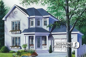 front - BASE MODEL - 3 bedroom victorian inspired house plan, master suite, garage, laundry room on main floor - Cupola