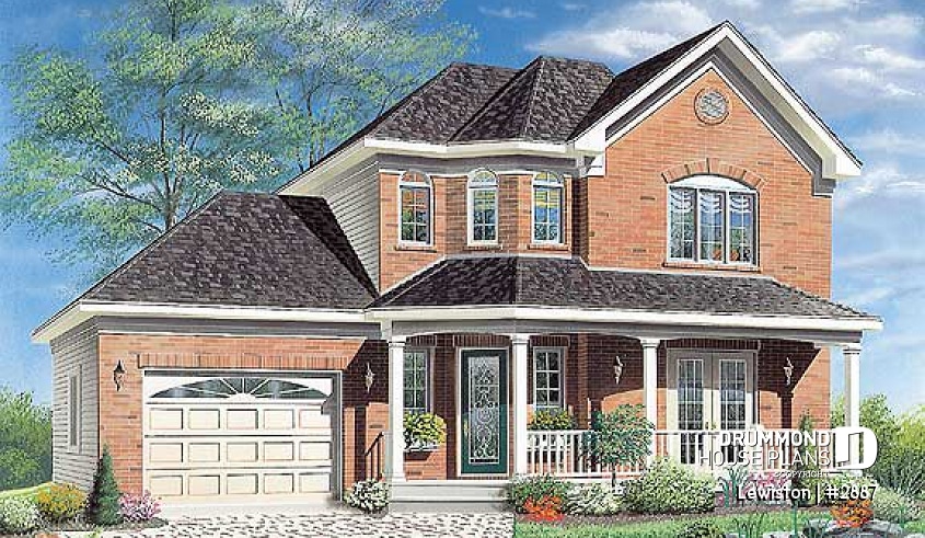 front - BASE MODEL - Classical 2 storey home plan with 3 bedrooms and garage. - Lewiston