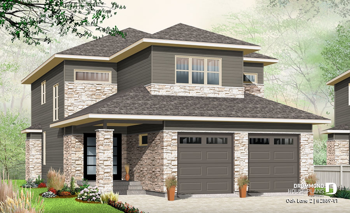 front - BASE MODEL - 3 bedroom Modern home design, nursery off the master bedroom, open floor plan, large pantry - Oak Lane 2