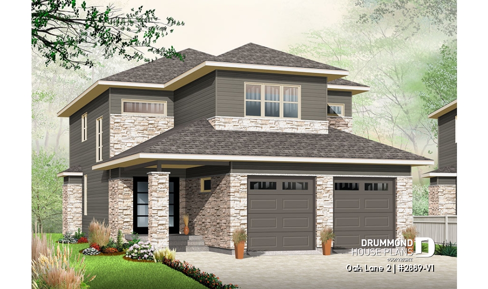 front - BASE MODEL - 3 bedroom Modern home design, nursery off the master bedroom, open floor plan, large pantry - Oak Lane 2