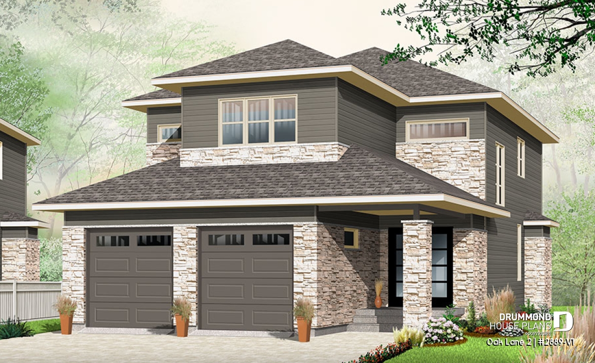 front - BASE MODEL - 3 bedroom Modern home design, nursery off the master bedroom, open floor plan, large pantry - Oak Lane 2