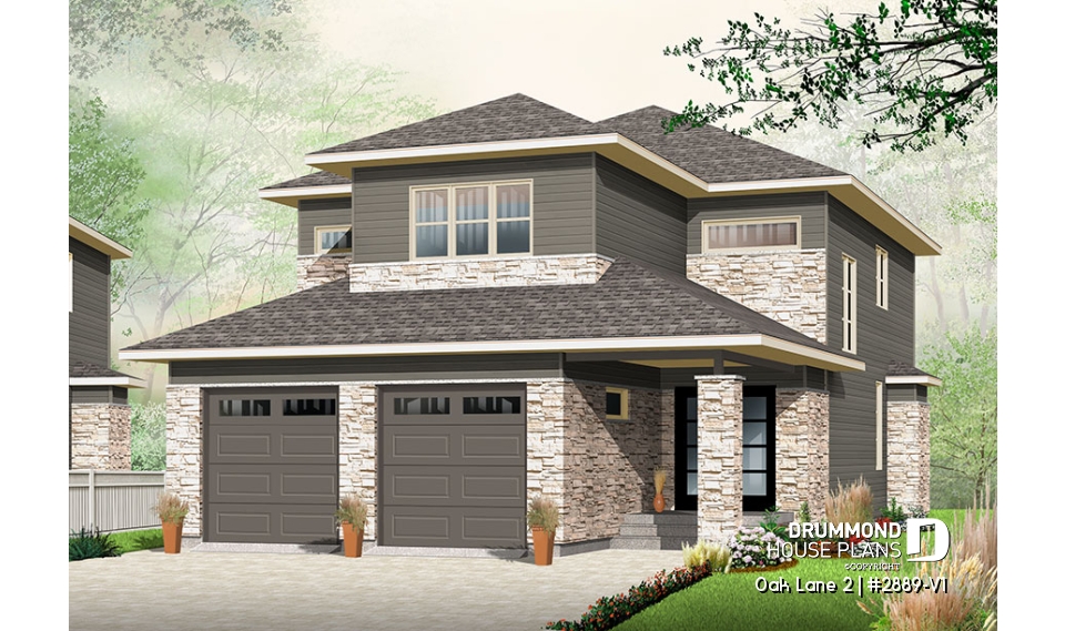 front - BASE MODEL - 3 bedroom Modern home design, nursery off the master bedroom, open floor plan, large pantry - Oak Lane 2