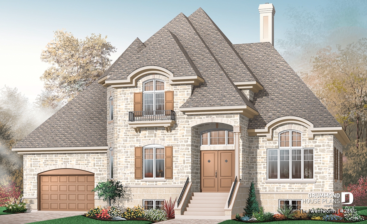 front - BASE MODEL - Home with x-large family room &amp; fireplace, home office, great master suite, cathedral ceiling, 2-car garage - The Wentworth