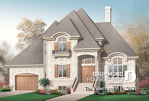 front - BASE MODEL - Home with x-large family room & fireplace, home office, great master suite, cathedral ceiling, 2-car garage - The Wentworth