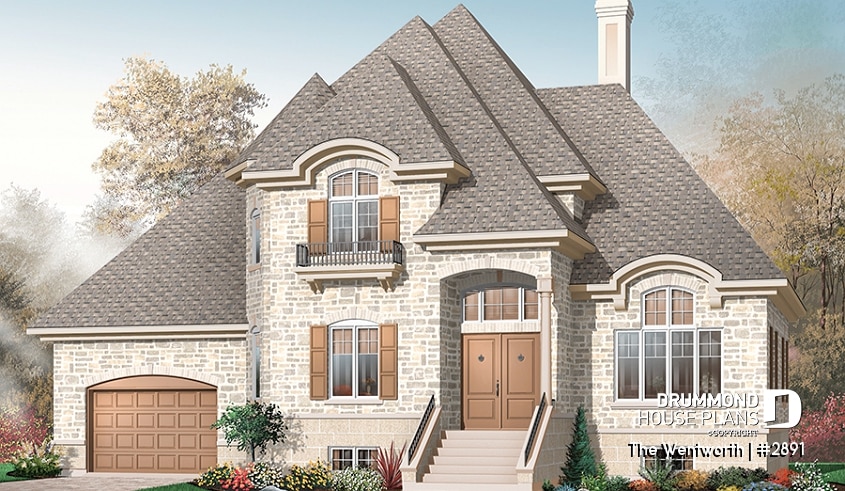 front - BASE MODEL - Home with x-large family room & fireplace, home office, great master suite, cathedral ceiling, 2-car garage - The Wentworth