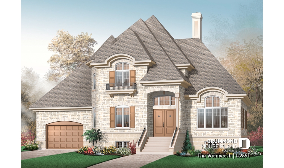 front - BASE MODEL - Home with x-large family room &amp; fireplace, home office, great master suite, cathedral ceiling, 2-car garage - The Wentworth