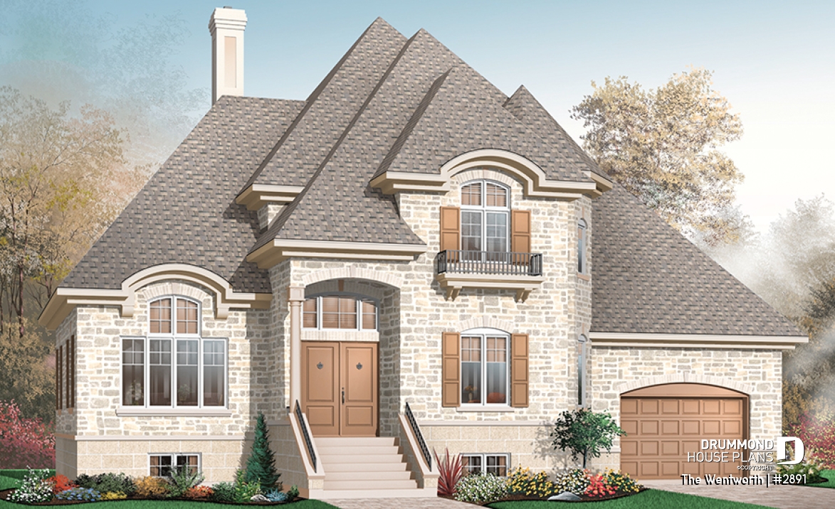front - BASE MODEL - Home with x-large family room &amp; fireplace, home office, great master suite, cathedral ceiling, 2-car garage - The Wentworth