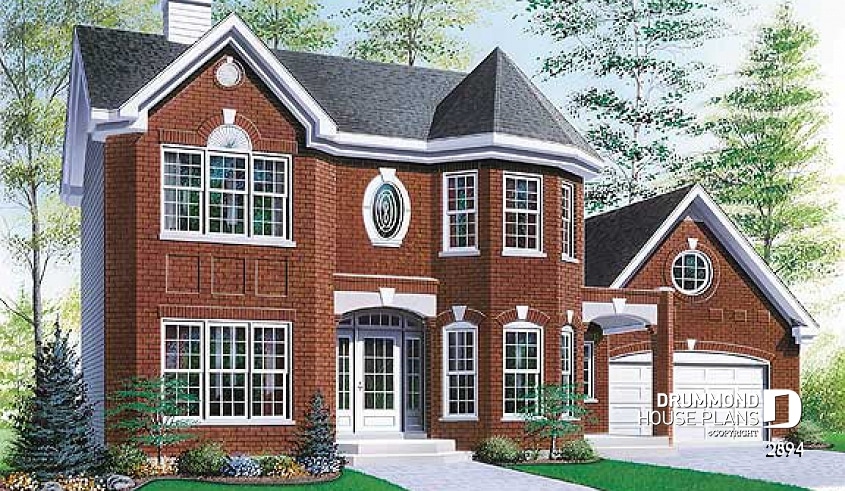 front - BASE MODEL - Good size 3 bedroom house plan with a 2-car garage, bonus storage above garage, home office, and more - Burden