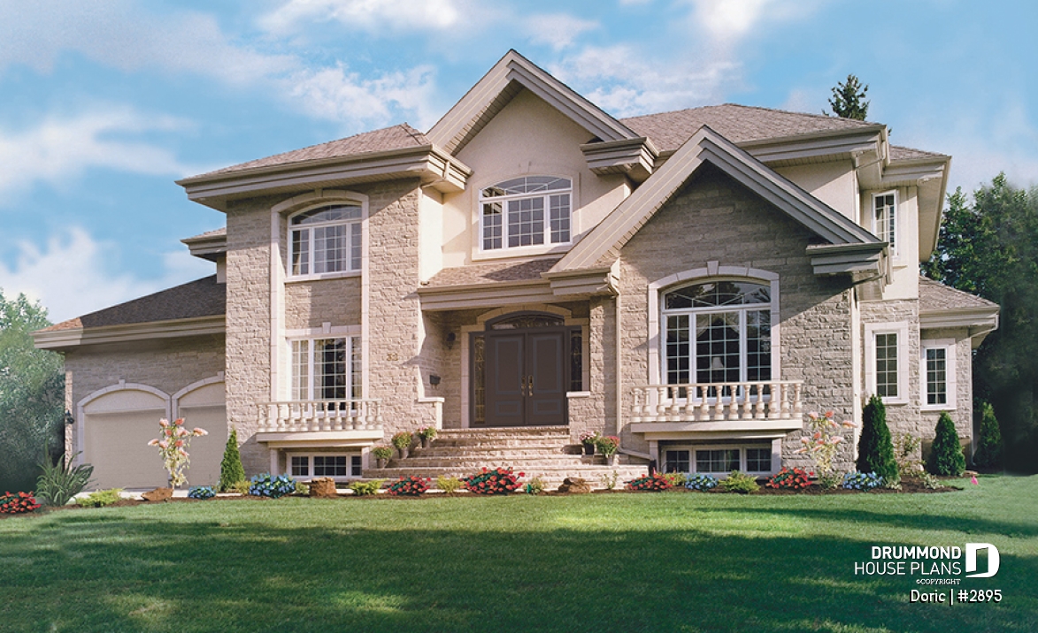 front - BASE MODEL - 4 bedrooms 3.5 bathrooms, master suite, formal living room, 2-car garage, home office, 9' ceiling on main - Doric