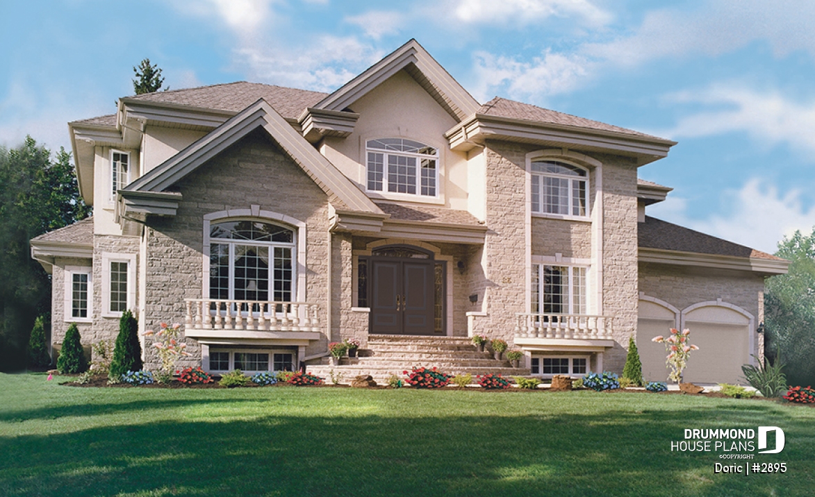 front - BASE MODEL - 4 bedrooms 3.5 bathrooms, master suite, formal living room, 2-car garage, home office, 9' ceiling on main - Doric