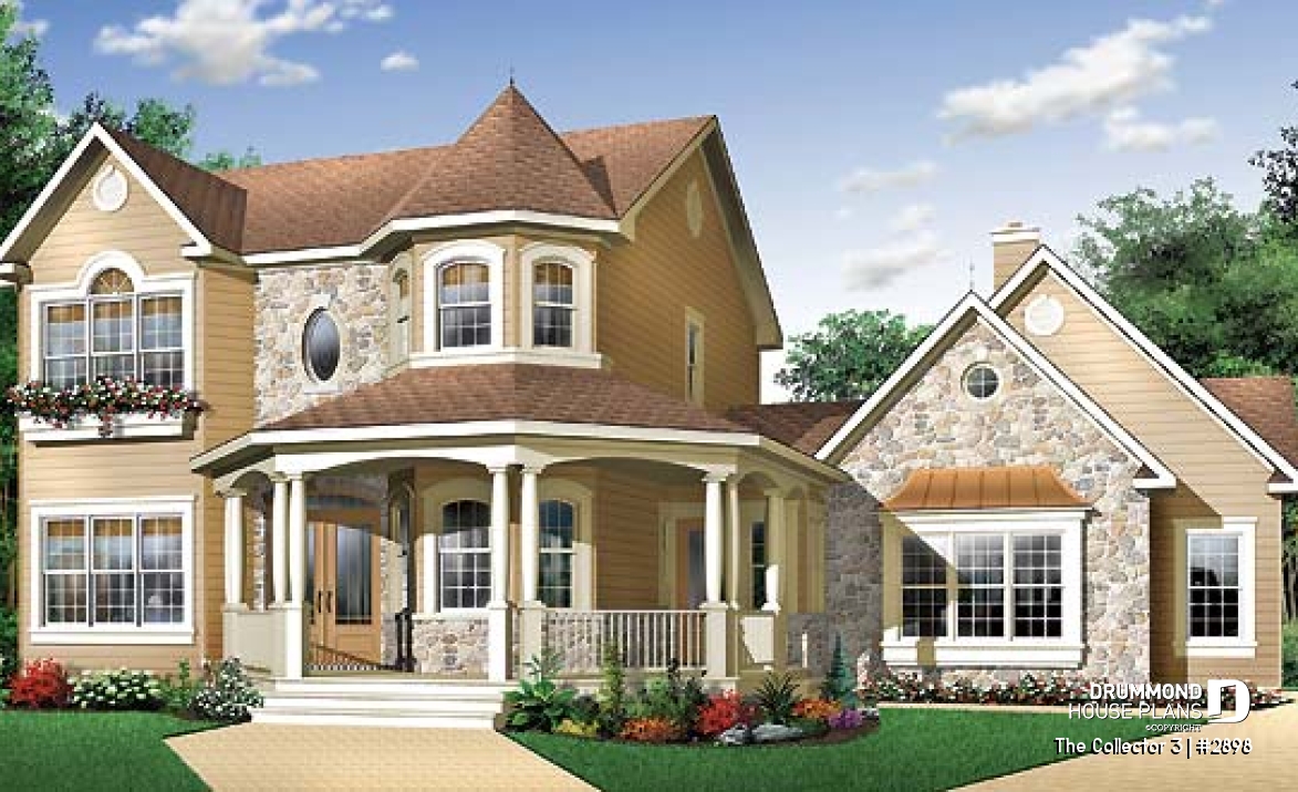 front - BASE MODEL - 4 to 5 bedrooms, 3.5 bathrooms Victorian cottage with large bonus space, master suite on main floor - The Collector 3