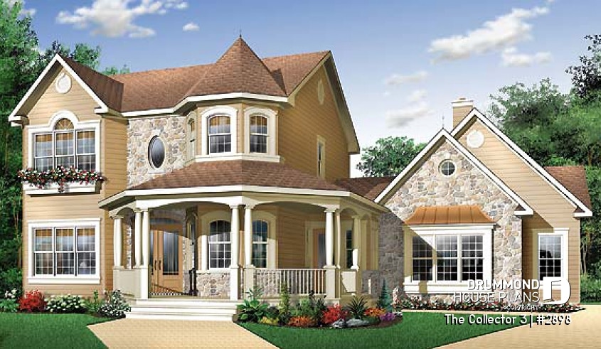 front - BASE MODEL - 4 to 5 bedrooms, 3.5 bathrooms Victorian cottage with large bonus space, master suite on main floor - The Collector 3