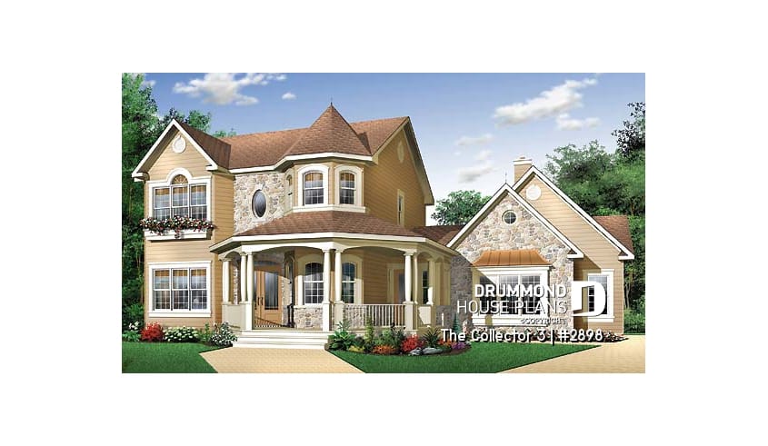 front - BASE MODEL - 4 to 5 bedrooms, 3.5 bathrooms Victorian cottage with large bonus space, master suite on main floor - The Collector 3