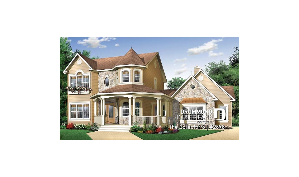 front - BASE MODEL - 4 to 5 bedrooms, 3.5 bathrooms Victorian cottage with large bonus space, master suite on main floor - The Collector 3