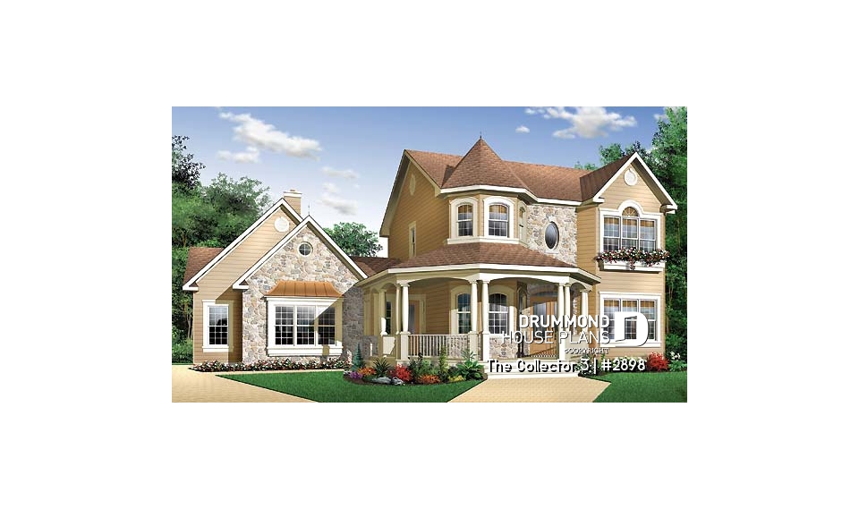 front - BASE MODEL - 4 to 5 bedrooms, 3.5 bathrooms Victorian cottage with large bonus space, master suite on main floor - The Collector 3