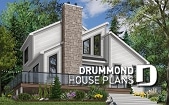 Color version 2 - Front - Modern panoramic chalet house plan with private second floor master suite with ensuite, open concept - The Whitespire