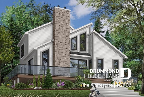 Color version 2 - Front - Modern panoramic chalet house plan with private second floor master suite with ensuite, open concept - The Whitespire