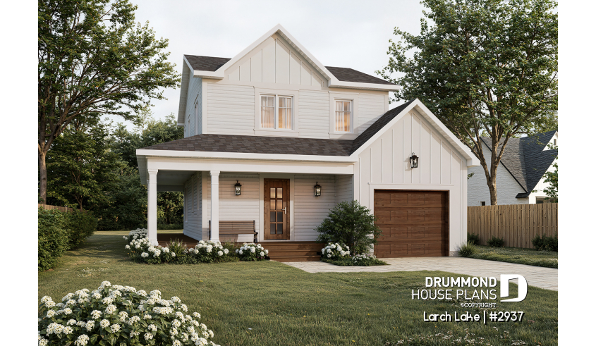 Color version 1 - Front of house plan 2937 Color version 1 - Front - Larch Lake