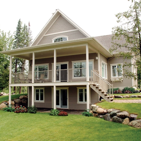 Rear view - BASE MODEL - Very Charming Cottage house plan, large covered deck, open floor plan concept, mezzanine - Vistas 