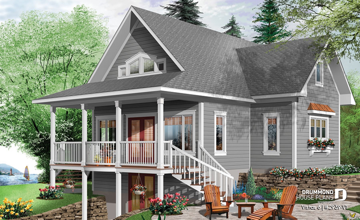 front - BASE MODEL - 4 bedrooms lakefront cottage, walkout basement, master suite on first floor, panoramic views - Vistas 6