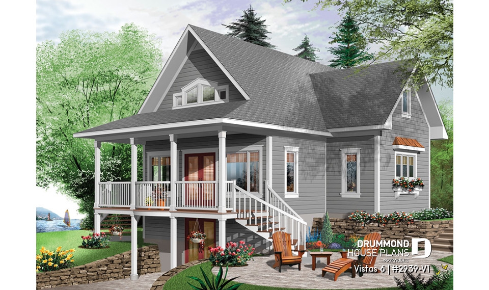 front - BASE MODEL - 4 bedrooms lakefront cottage, walkout basement, master suite on first floor, panoramic views - Vistas 6