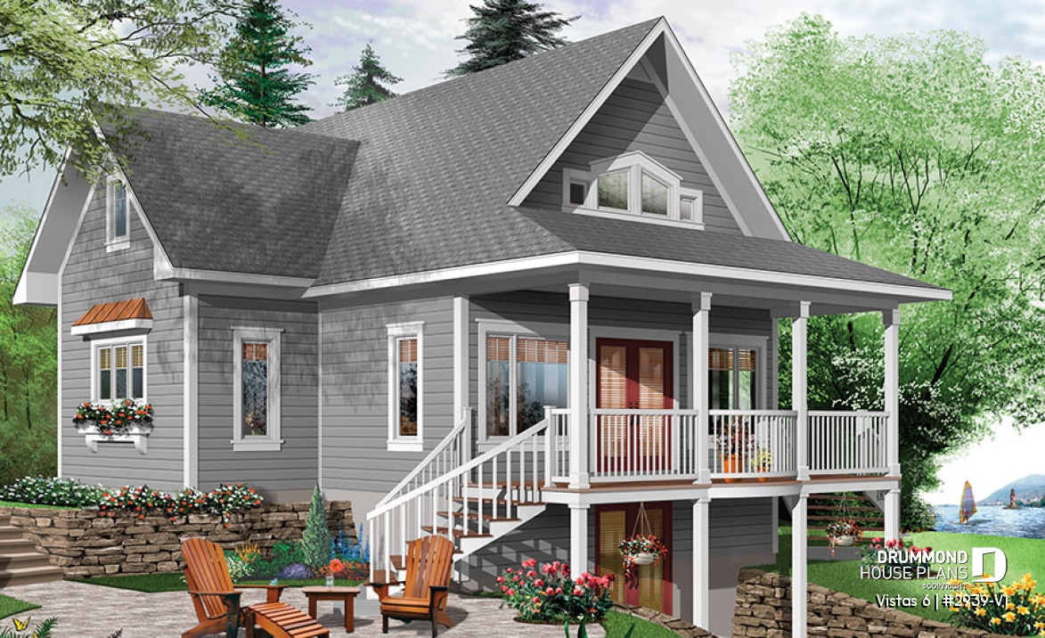front - BASE MODEL - 4 bedrooms lakefront cottage, walkout basement, master suite on first floor, panoramic views - Vistas 6