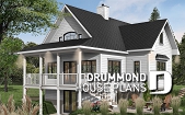 Color version 1 - Rear - A-Frame cottage house plan, 2 bedrooms + loft, cathedral ceiling, walkout basement - Vistas 2