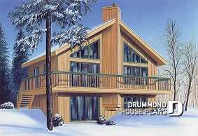 front - BASE MODEL - Panoramic view scandinavian inspired cottage design, ideal ski chalet with large fireplace, 1 to 3 bedrooms - Skybridge 4