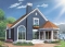 Rear view - BASE MODEL - Popular cottage house plan, 3 beds, 2 baths, panoramic view, master on main, open space, mezzanine - The Sunburst