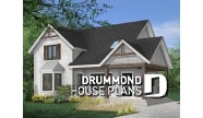 Color version 1 - Front - Country style 3 large bedroom home plan,  large front covered porch, kitchen island, mud room - Perlini