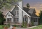 Rear view - BASE MODEL - Modern rustic lakefront cottage house plan ( ski chalet ), cathedral ceiling, master suite on main floor, mezz - The Touchstone 2