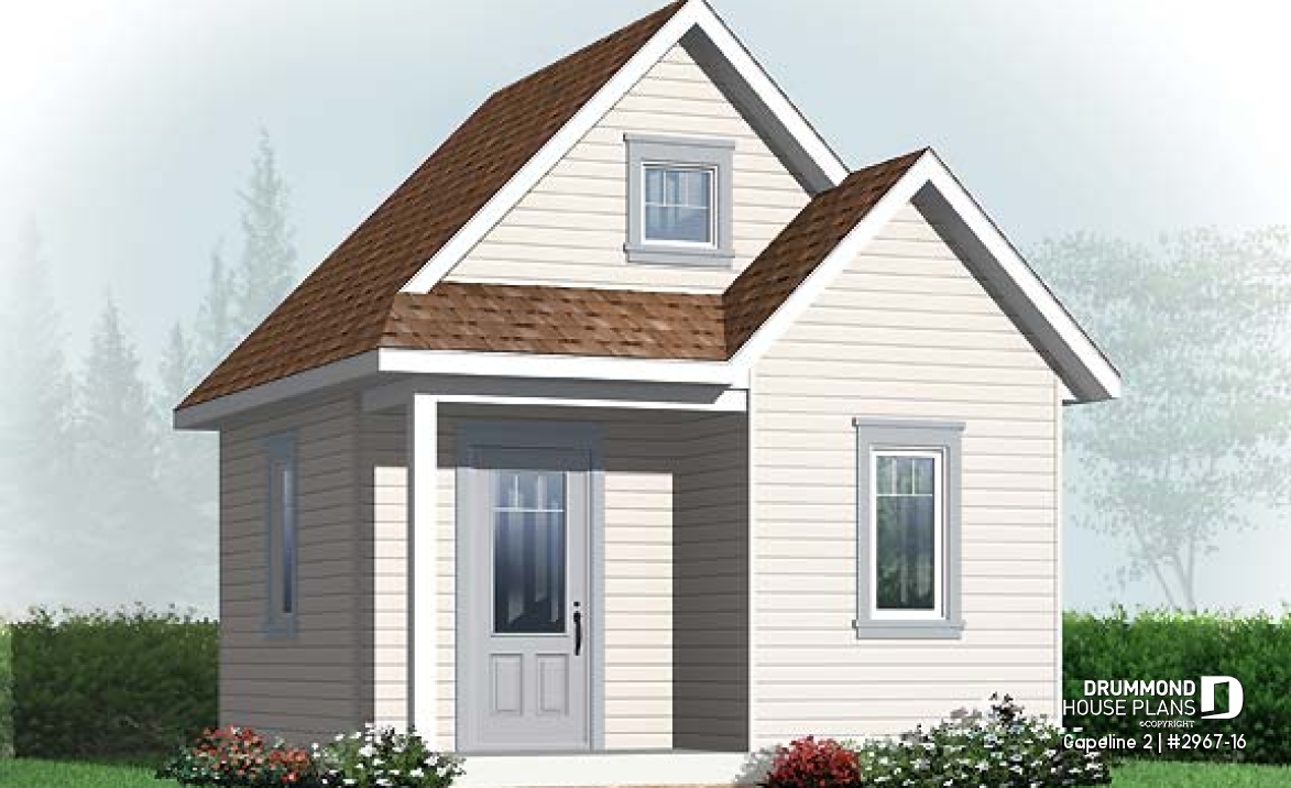 front - BASE MODEL - Affordable garden shed plan with storage in attic - Capeline 2